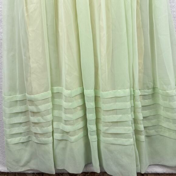 Vintage 70s Marita By Anthony Muto Sheer Balloon Sleeve Pleated Gown Green M/L - Picture 13 of 16